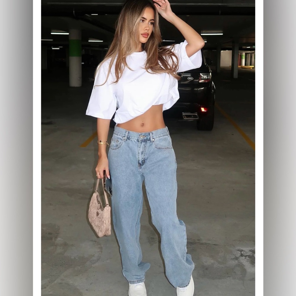 White Fox Fashion Society Jeans Mid Rise Straight Leg Preppy Denim waist 30 - Picture 3 of 8